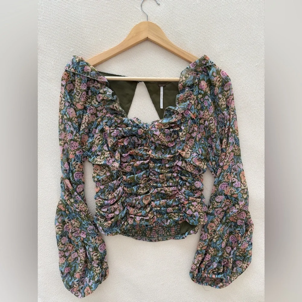 Free People Mabel Ruched Long‎ Sleeve Top